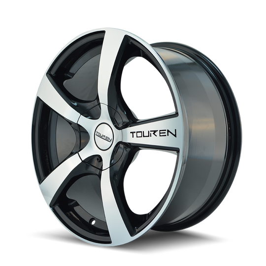 3190-6711M - Touren TR9 16X7 5X115/5X110 42mm Black And Machined Faced With Machined Lip - Touren Wheels Canada