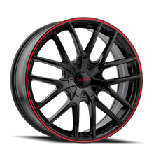 Charger l'image dans la galerie, 3260-7720BR - Touren TR60 17X7.5 4X108 / 5X108 ET 42mm Gloss Black with Red Ring - Touren Wheels Canada