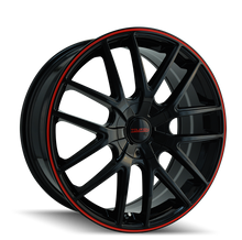 Load image into Gallery viewer, 3260-7714BR - Touren TR60 17X7.5 5X114.3/5X108 42mm Black With Red Ring - Touren Wheels Canada