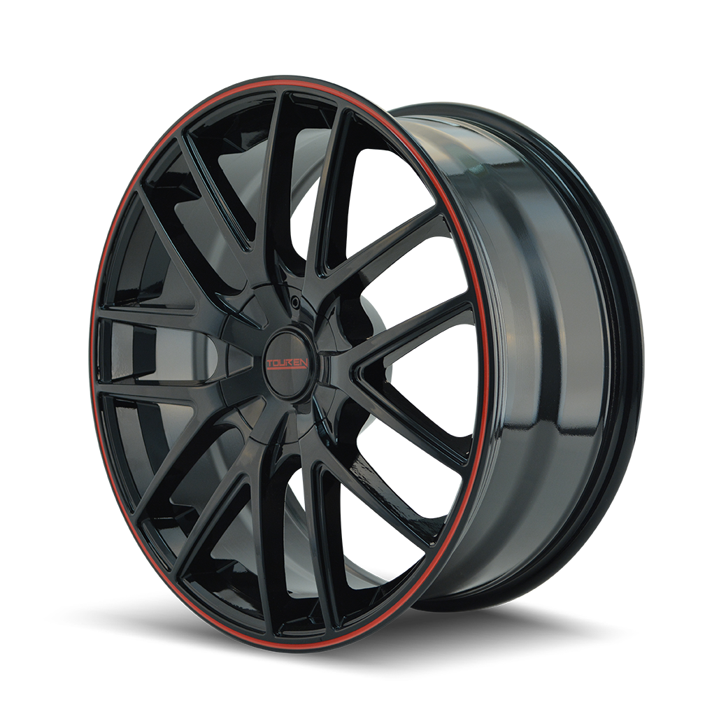 3260-2811BR - Touren TR60 20X8.5 5X115/5X110 40mm Black With Red Ring - Touren Wheels Canada