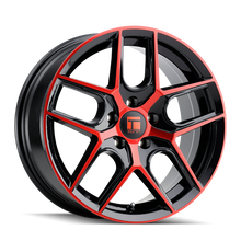 Charger l'image dans la galerie, 3279-7865BRT35 - Touren TR79 17X8 5X114.3 /  ET 35mm Gloss Black Machined with Red - Touren Wheels Canada