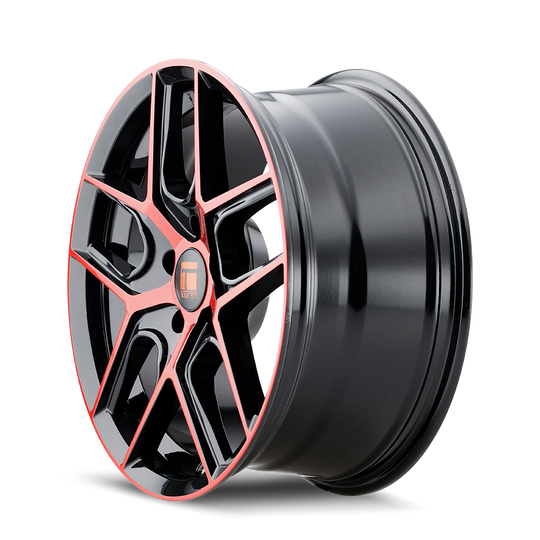 3279-7831BRT35 - Touren TR79 17X8 5X108 /  ET 35mm Gloss Black Machined with Red - Touren Wheels Canada