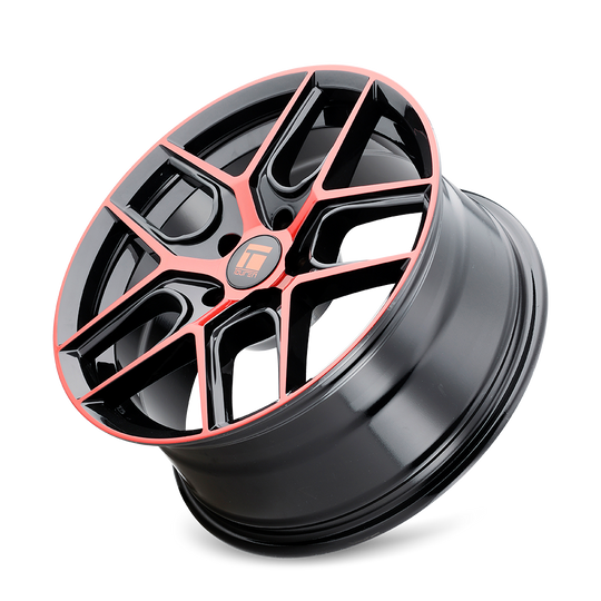 3279-2945BRT35 - Touren TR79 20X9 5X112 /  ET 35mm Gloss Black Machined with Red - Touren Wheels Canada