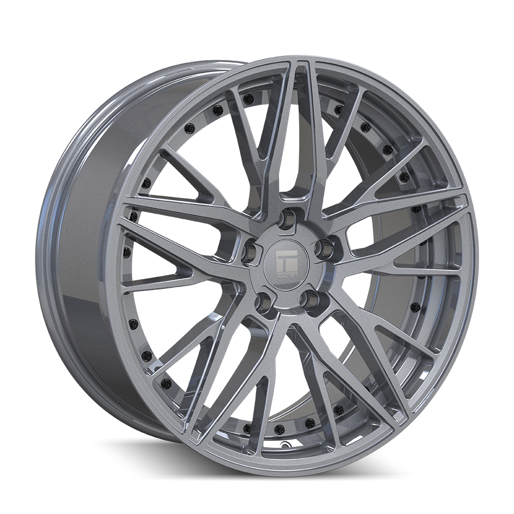 3293-8845GT35 - Touren TR93 18X8 5X112 35mm Gloss Graphite With Black Rivet - Touren Wheels Canada