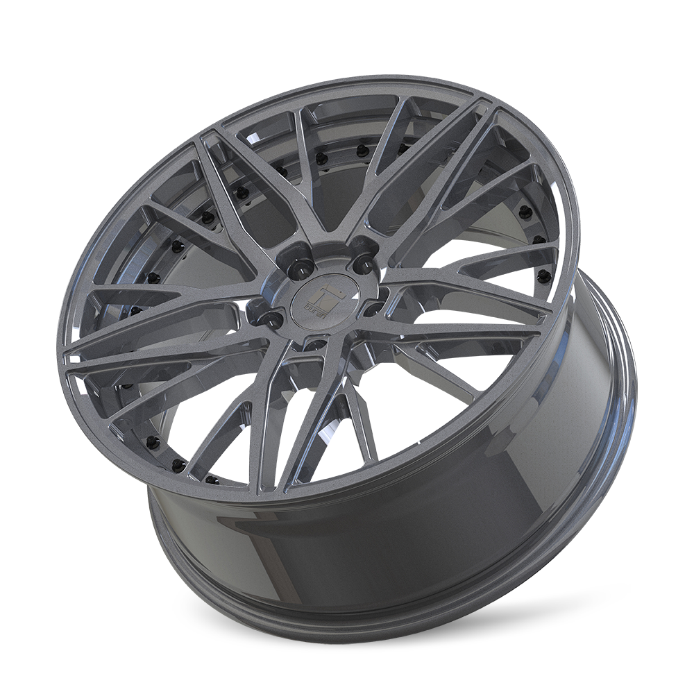 3293-8845GT35 - Touren TR93 18X8 5X112 35mm Gloss Graphite With Black Rivet - Touren Wheels Canada