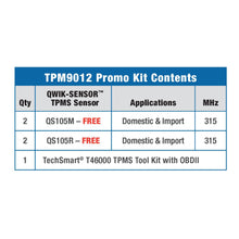Load image into Gallery viewer, TPM9012 Standard Ignition Tire Pressure Monitoring System (TPMS) Sensor Service Kit Standard Ignition Canada
