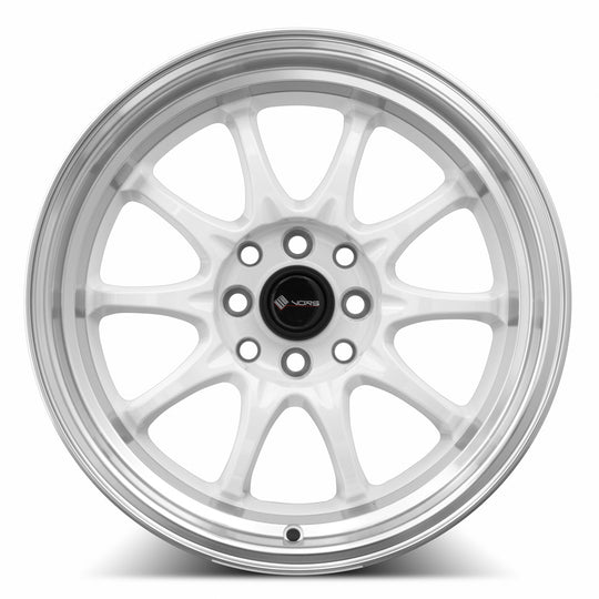 TR0316808H20W-408 - Vors TR3 16X8 4X108 20MM White Machine Lip - Vors Wheels Canada