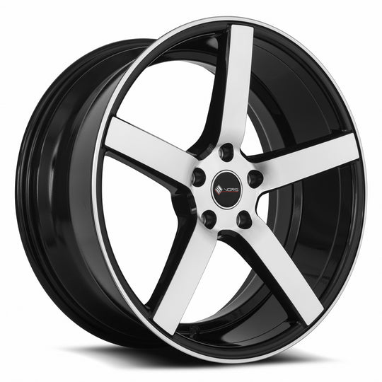 TR05208551435BKF-508 - Vors TR5 20X8.5 5X108 35MM Black Machined Face - Vors Wheels Canada