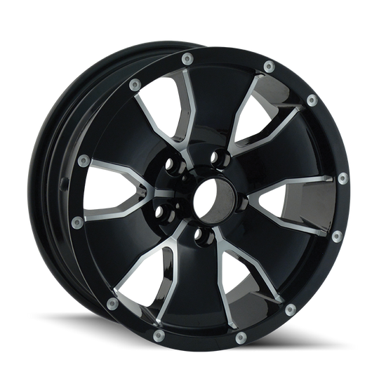 14-5665B - ION Trailer 14 15X6 5X114.3 /  ET 0mm Gloss Black Machined - ION Trailer Wheels Canada