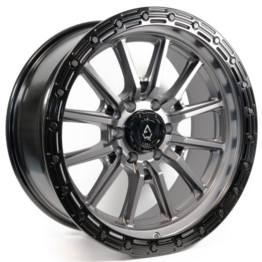 A106209084P00011 - Arena Trek 20X9 6X139.7 0mm Glossy Gun Metal With Glossy Black Lip - Arena Wheels Canada