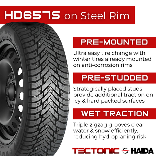TSTPCR49080 4-Pack 225/55R18 Tectonic HD657S Winter Tire on 18X7.5 5X115 Wheel Rim