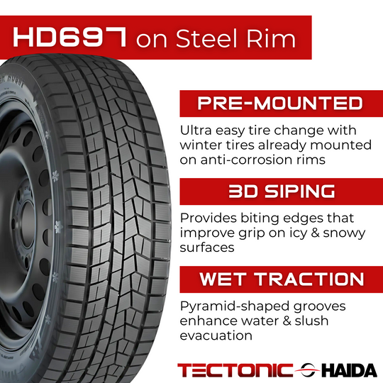 THTWSTPCR24450 4-Pack 205/65R16 Tectonic HD697 Winter Tire on 16X6.5 5X114.3 Wheel Rim