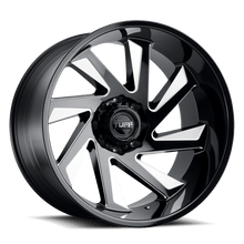 Load image into Gallery viewer, 2614T1B-25127B71L - Tuff T1B 26X14 5X127 -72 mm Gloss Black W/ Milled Spokes - Tuff Wheels Canada