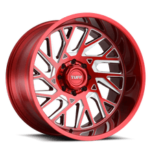Load image into Gallery viewer, 2212T4B-58170R25L - Tuff T4B 22X12 8X170 -45 mm Candy Red W/ Milled Spoke - Tuff Wheels Canada