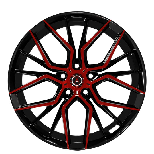 B201-1995-16-109 - Armed Street Tactical 19X9.5 5X114.3 ET 35mm Gloss Black Machined & Red Clear Coat - Armed Street Wheels Canada