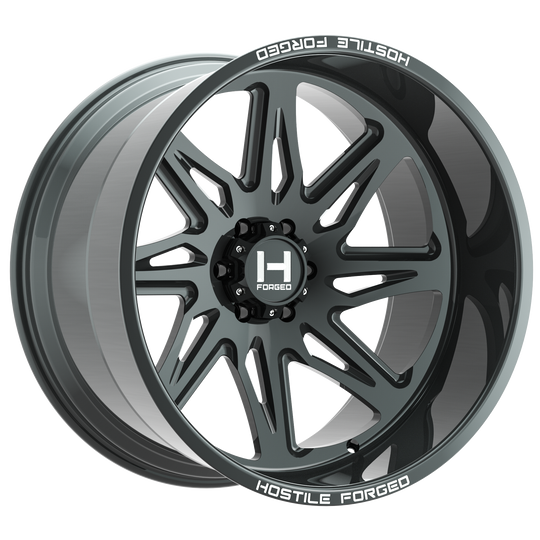 HF07-2614818045GBR - Hostile Forged Tomahawk 26X14 8X180 -76mm Gloss Black Wheel - Hostile Forged Wheels Canada