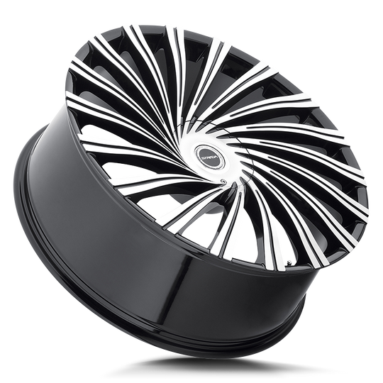 S49250115GBM - Strada S49 Tornado 22X9.5 5X115 / 5X120.65 15mm Gloss Black, Machined - Strada S49 Wheels Canada