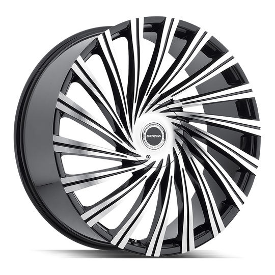 S49460730GBM - Strada S49 Tornado 24X10 6X135 / 6X139.7 30mm Gloss Black, Machined - Strada S49 Wheels Canada