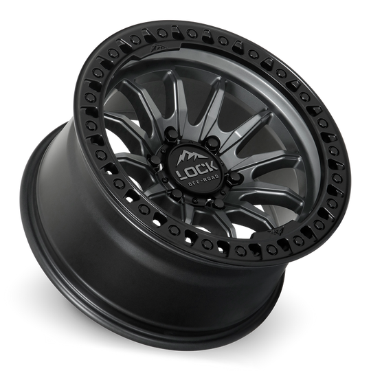 TRAIL-2187MGMBR - Lock Offroad Trail 20X10 8X170 ET -18mm Matte Grey With Matte Black Ring - Lock Offroad Wheels Canada