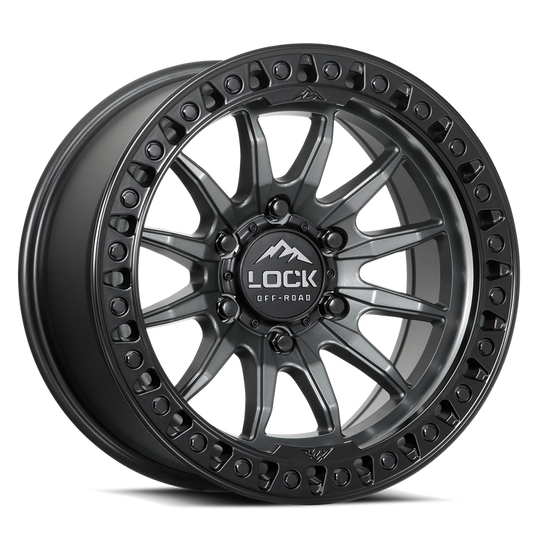 TRAIL-2957MGMBR - Lock Offroad Trail 20X9 5X127 ET 1mm Matte Grey With Matte Black Ring - Lock Offroad Wheels Canada