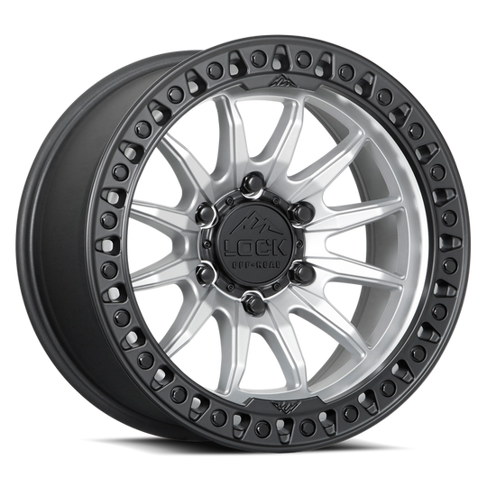 TRAIL-78569MSMBR25 - Lock Offroad Trail 17X8.5 6X139.7 ET 25mm Matte Silver With Matte Black Ring - Lock Offroad Wheels Canada
