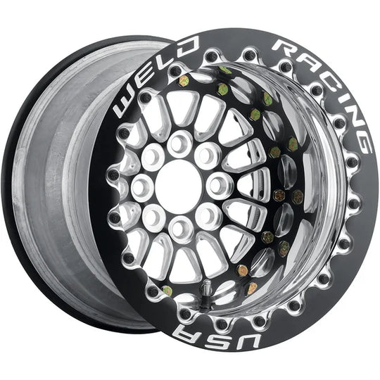 778B-31015MB - Weld Racing Tuner Import 13X10 4X100 ET -25mm Black Center - Polished Shell - Weld Racing Wheels Canada