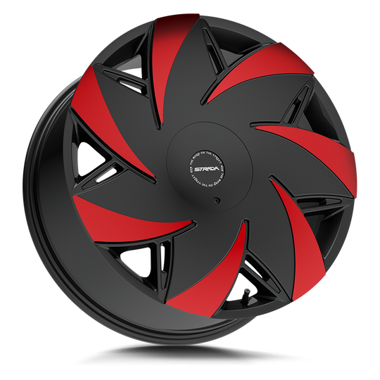 S6729051615GBMRT - STRADA S67 Turbina 22X9 5X115 / 5X120.65 15mm Black & Red - STRADA S67 Wheels Canada