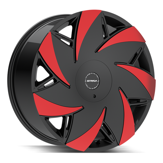 S6729051615GBMRT - STRADA S67 Turbina 22X9 5X115 / 5X120.65 15mm Black & Red - STRADA S67 Wheels Canada