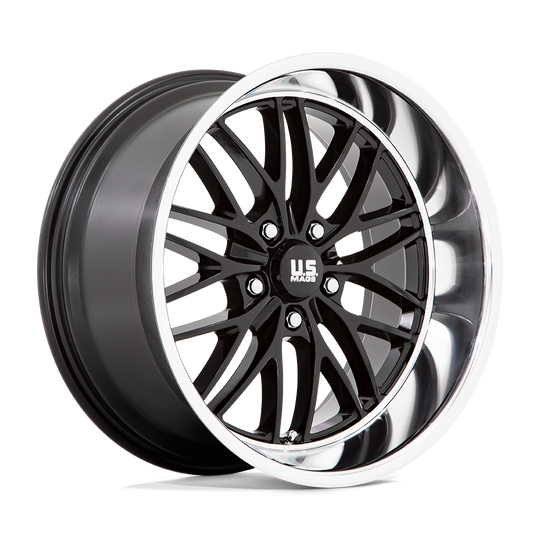 U13820006157 - US Mag U138 Santa Cruz 20X10 5X120.65  6mm Gloss Black With Diamond Cut Lip - US Mag Wheels Canada