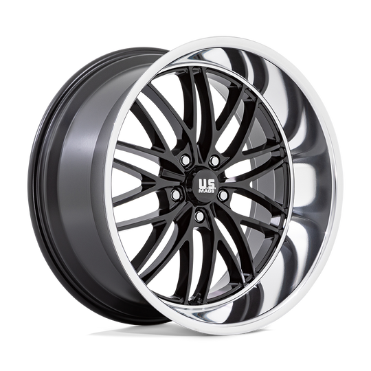 U13822057357 - US Mag U138 Santa Cruz 22X10.5 5X127  0mm Gloss Black With Diamond Cut Lip - US Mag Wheels Canada