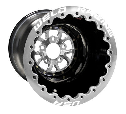 84P-616B280UB - Weld Racing V-Series 16X16 5X120.65 ET -89mm Polished Center - Black Shell - Weld Racing Wheels Canada