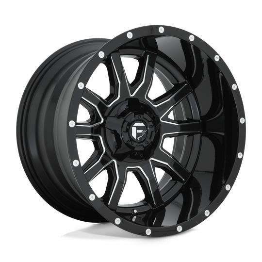 D62720207047 - Fuel Off-Road D627 Vandal 20X12 5X150 / 5X139.7 -43mm Gloss Black Milled - Fuel Off-Road Wheels Canada