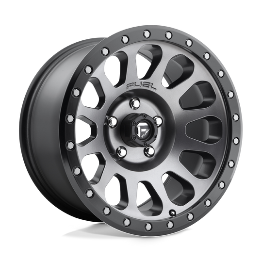 D60116808345 - Fuel Off-Road D601 Vector 16X8 6X139.7 ET 1mm Matte Gunmetal with Black Bead Ring - Fuel Off-Road Wheels Canada