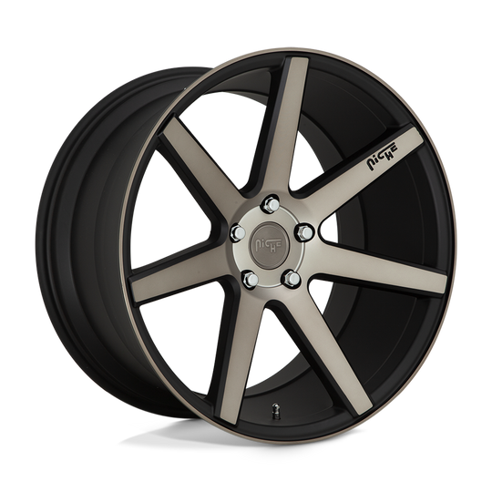 M150189543+48 - Niche M150 Verona 18X9.5 5X112  48mm Matte Black Machined - Niche Wheels Canada
