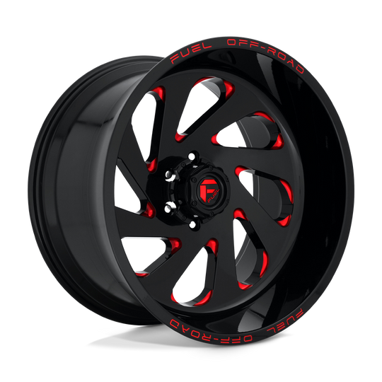 D63822208447 - Fuel Off-Road D638 Vortex 22X12 6X139.7 -44 mm Gloss Black Red Tinted Clear - Fuel Off-Road Wheels Canada