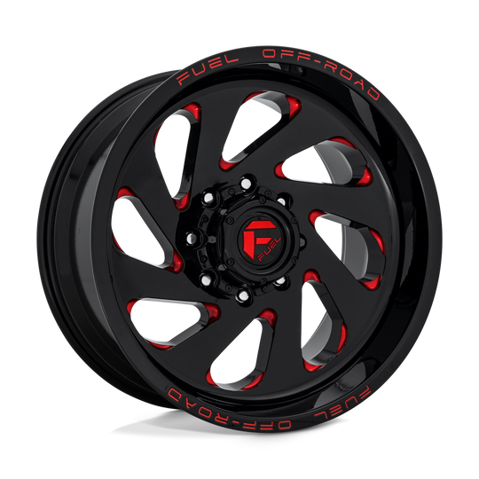 D63820008247 - Fuel Off-Road D638 Vortex 20X10 8X165.1 -18 mm Gloss Black Red Tinted Clear - Fuel Off-Road Wheels Canada