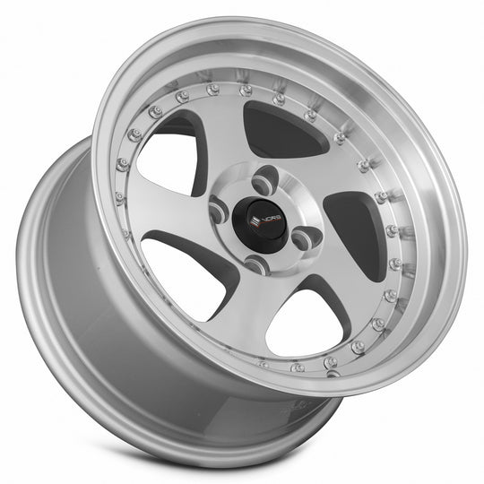 VR02158040020S - Vors VR2 15X8 4X100 20MM Silver Machine Face Lip Chrome Rivet - Vors Wheels Canada