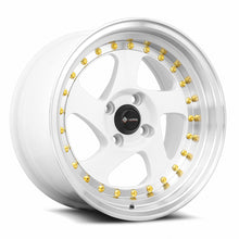 Load image into Gallery viewer, VR02158040020W - Vors VR2 15X8 4X100 20MM White Machine Lip Gold Rivet - Vors Wheels Canada