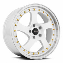 Load image into Gallery viewer, VR02188051435W-508 - Vors VR2 18X8 5X108 35MM White Machine Lip Gold Rivet - Vors Wheels Canada