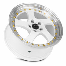 Load image into Gallery viewer, VR02188051435W-515 - Vors VR2 18X8 5X115 35MM White Machine Lip Gold Rivet - Vors Wheels Canada