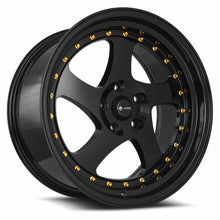 Charger l'image dans la galerie, VR02189051435BK-508 - Vors VR2 18X9 5X108 35MM All Black Gold Rivet - Vors Wheels Canada