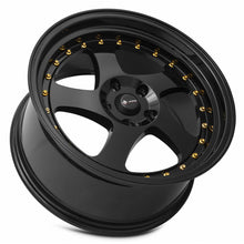 Charger l'image dans la galerie, VR02189051435BK-508 - Vors VR2 18X9 5X108 35MM All Black Gold Rivet - Vors Wheels Canada