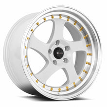 Load image into Gallery viewer, VR02189051435W-510 - Vors VR2 18X9 5X110 35MM White Machine Lip Gold Rivet - Vors Wheels Canada