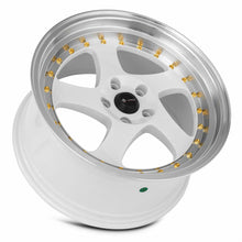 Load image into Gallery viewer, VR02189051435W-512 - Vors VR2 18X9 5X112 35MM White Machine Lip Gold Rivet - Vors Wheels Canada