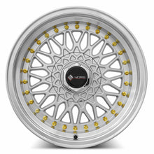 Load image into Gallery viewer, VR0316808H20S-408 - Vors VR3 16X8 4X108 20MM Silver Machine Lip Gold Rivet - Vors Wheels Canada