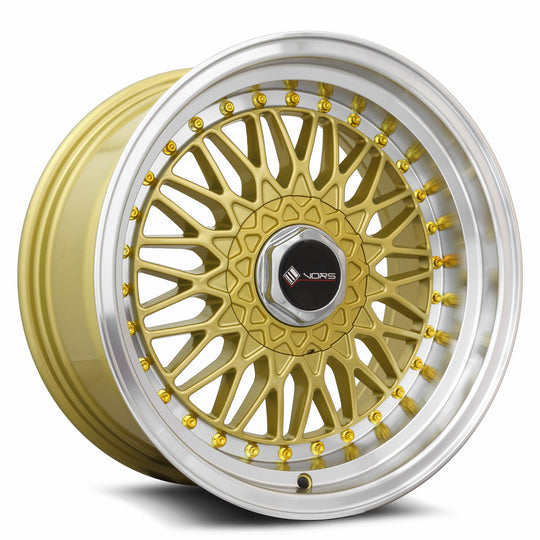 VR0316808H20GD-498 - Vors VR3 16X8 4X98 20MM Gold Machine Lip Gold Rivet - Vors Wheels Canada