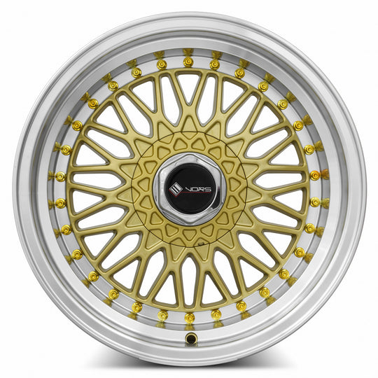 VR0315808H20GD-498 - Vors VR3 15X8 4X98 20MM Gold Machine Lip Gold Rivet - Vors Wheels Canada