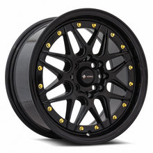Load image into Gallery viewer, VR0716708H38BK-408 - Vors VR7 16X7 4X108 38MM All Black Gold Rivet - Vors Wheels Canada