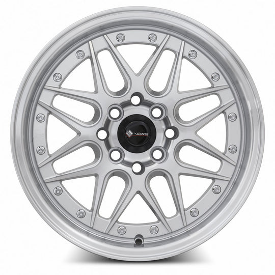 VR0715708H35S-408 - Vors VR7 15X7 4X108 35MM Silver Machine Face Lip Chrome Rivet - Vors Wheels Canada