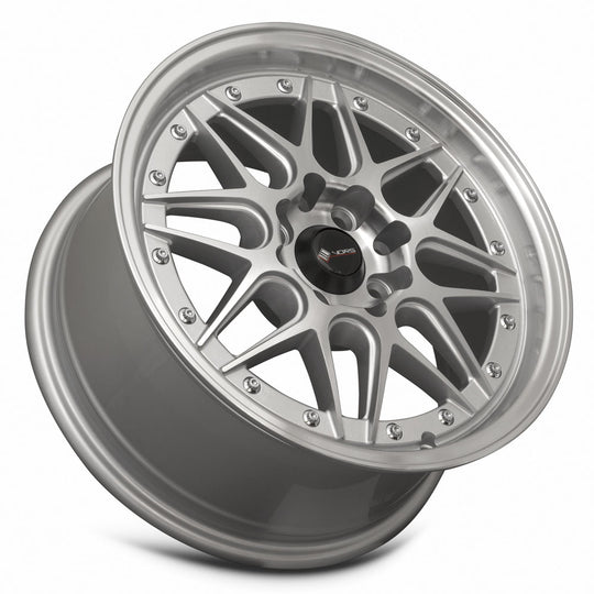 VR0716708H38S - Vors VR7 16X7 4X114.3 / 4X100 38mm Silver Machine Face Lip Chrome Rivet - Vors Wheels Canada